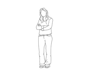 Girl, woman Line Drawing Ai, EPS, SVG, PNG, JPG zip file