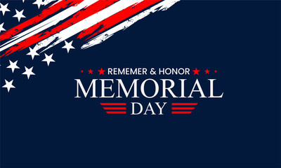 Memorial Day - Remember and honor with USA flag, Vector illustration. - obrazy, fototapety, plakaty