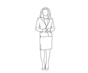 Girl, Woman Line Drawing Ai, EPS, SVG, PNG, JPG zip file