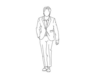 Man, Boy Line Drawing Ai, EPS, SVG, PNG, JPG zip file