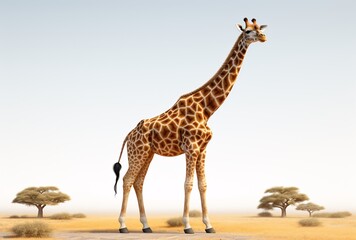 a giraffe standing in a desert