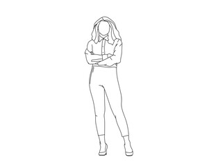 Girl, Woman Line Drawing Ai, EPS, SVG, PNG, JPG zip file