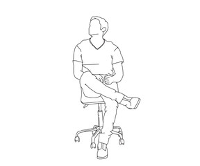 Man, Boy Line Drawing Ai, EPS, SVG, PNG, JPG zip file