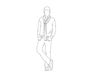 Man, Boy Line Drawing Ai, EPS, SVG, PNG, JPG zip file