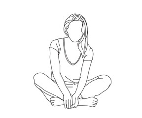 Girl, Woman Line Drawing Ai, EPS, SVG, PNG, JPG zip file