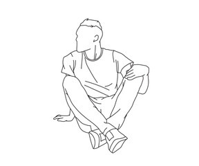 Man, Boy Line Drawing Ai, EPS, SVG, PNG, JPG zip file