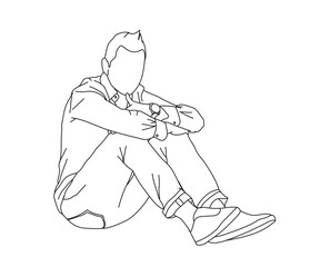 Man, Boy Line Drawing Ai, EPS, SVG, PNG, JPG zip file