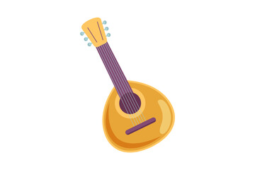 Lute Musical Instrument Flat Sticker Design