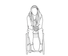 Girl, Woman Line Drawing Ai, EPS, SVG, PNG, JPG zip file