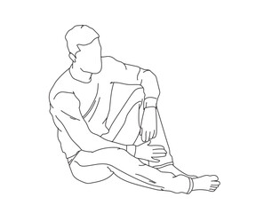 Man, Boy Line Drawing Ai, EPS, SVG, PNG, JPG zip file