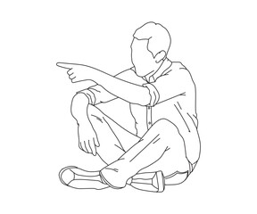 Man, Boy Line Drawing Ai, EPS, SVG, PNG, JPG zip file
