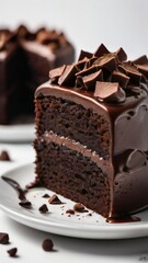 Photo Of Tasty Chocolate Cake Isolated On White Background Isolated On White Background, Created Using Technology.