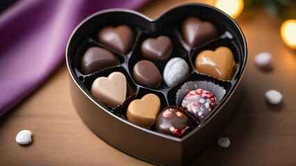 Photo Of Heartshaped Box With Chocolate Candies.