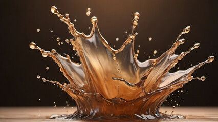 Photo Of Splashing Brown Abstract Background, Isolated 3D Rendering.