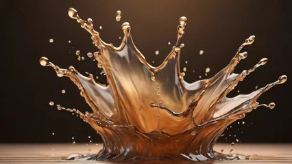 Foto op Canvas Photo Of Splashing Brown Abstract Background, Isolated 3D Rendering. © Pixel Matrix
