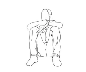 Man, Boy Line Drawing Ai, EPS, SVG, PNG, JPG zip file