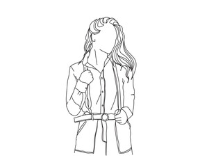 Girl, Woman Line Drawing Ai, EPS, SVG, PNG, JPG zip file