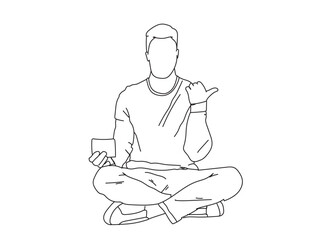 Man, Boy Line Drawing Ai, EPS, SVG, PNG, JPG zip file