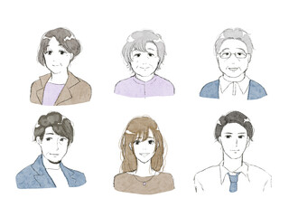 老若男女のアイコンセット　イラスト