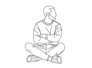 Man, Boy Line Drawing Ai, EPS, SVG, PNG, JPG zip file