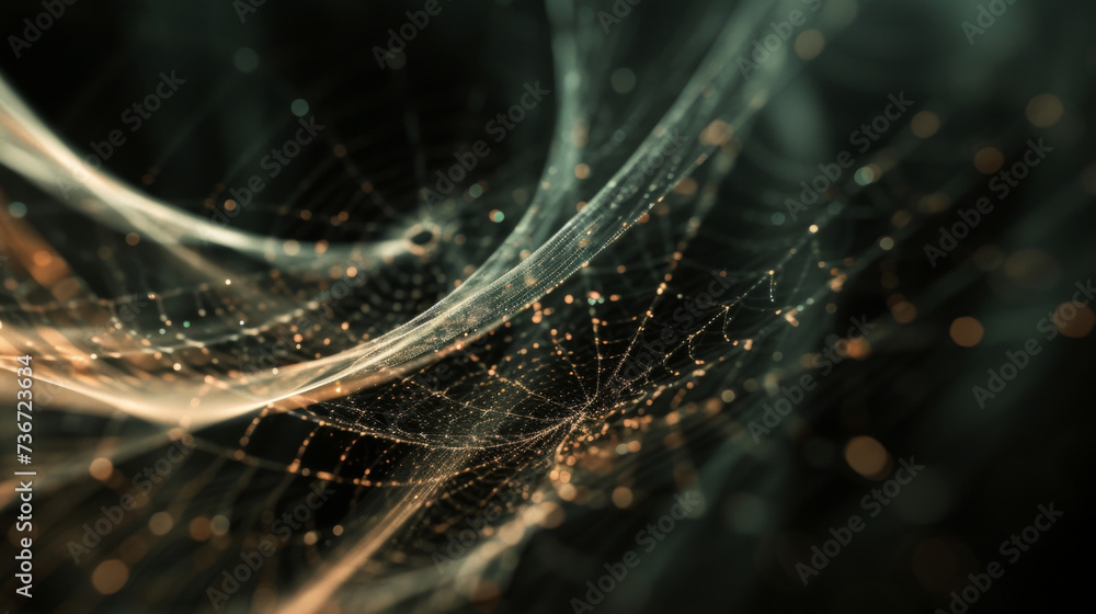 Poster sinuous lines of shimmering threads overlap and intertwine evoking the intricate beauty of a silky s