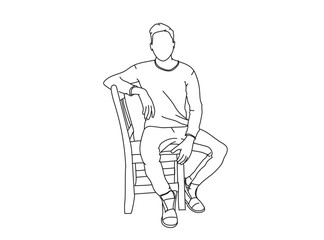 Man, Boy Line Drawing Ai, EPS, SVG, PNG, JPG zip file
