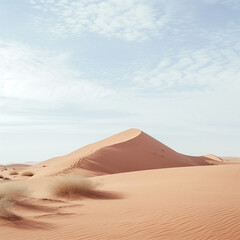 Fototapeta na wymiar Saharan Dunes Under Blue Sky with Clouds