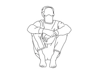 Man, Boy Line Drawing Ai, EPS, SVG, PNG, JPG zip file