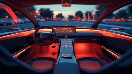 Modern car interior showcasing futuristic design and cutting-edge automotive technology