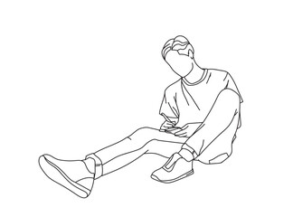 Man, Boy Line Drawing Ai, EPS, SVG, PNG, JPG zip file