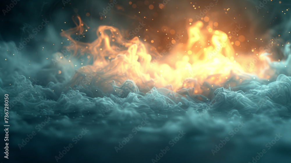 Poster closeup of steam escaping from a boiling pot creating a hazy texture