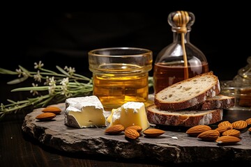 various varieties of cheese and very delicious pieces of cheese on the table