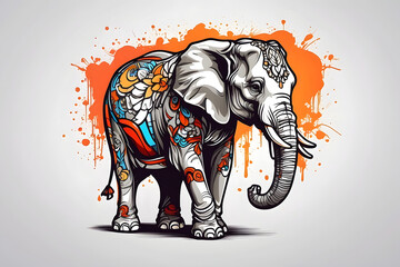 Obraz premium An illustration of a majestic elephant walking in the wild, captured in vector format