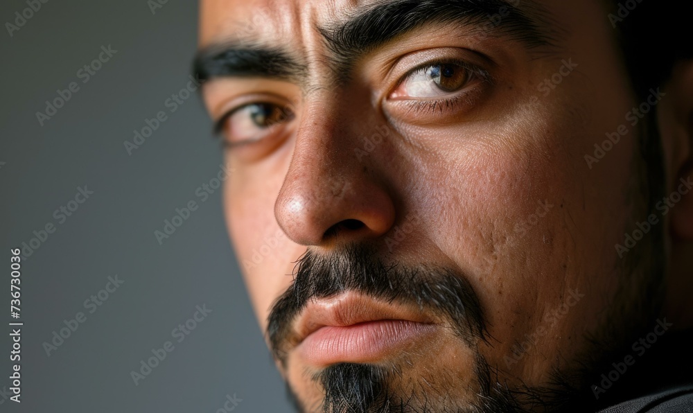 Poster a close up of a man with a beard. generative ai.