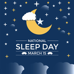 National Sleep Awareness day Observed every year of March. Banner poster, flyer background design.