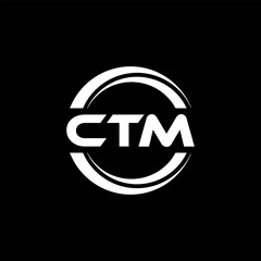 CTM letter logo design with black background in illustrator, vector logo modern alphabet font overlap style. calligraphy designs for logo, Poster, Invitation, etc.