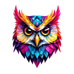 owl head with colorful geometry