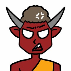 color demon boy with horns and head illustration