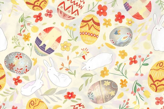 image of easter patterns with eggs and bunnies