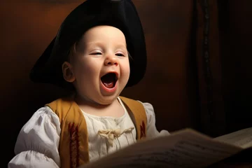 Fotobehang Nursery Rhymes: Singing classic nursery rhymes and songs to the baby. © OhmArt