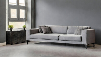 A stylish room with a sofa. One room. Living alone.