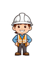 Cute engineer character cartoon icon illustration