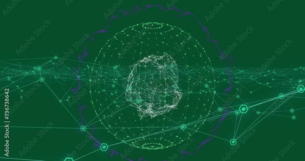 Aufkleber image of globe with network of connections on green background