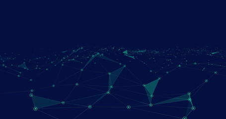Image of network of connections with icons over blue background