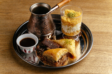 Turkish coffee and desserts in Turkish dishes