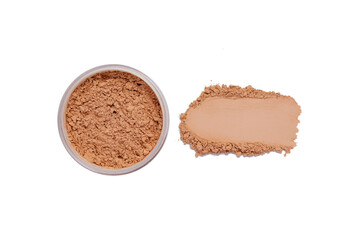 Face powder stroke isolated on white background
