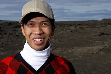 Portrait of Golfer on Lave Field, Reykjanes, Iceland