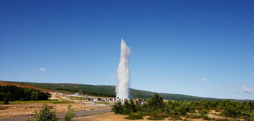 Geysir in geothermal area in Iceland