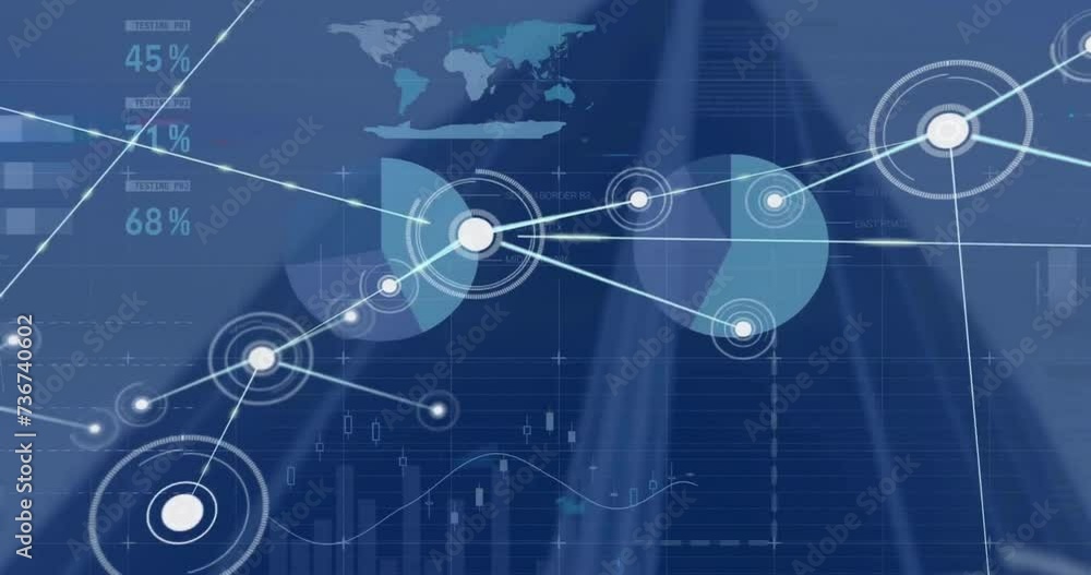 Poster animation of financial data processing over network of connections
