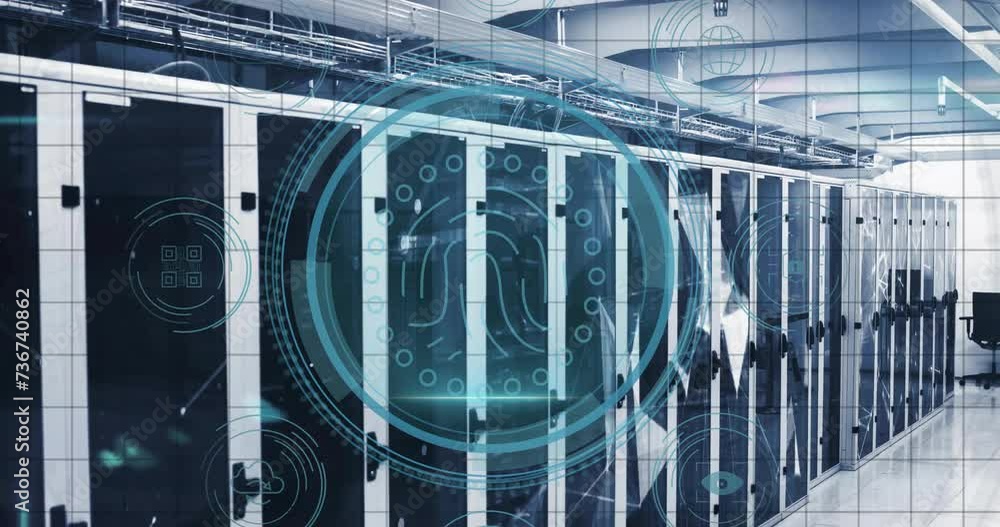 Poster animation of scope with data processing over computer servers